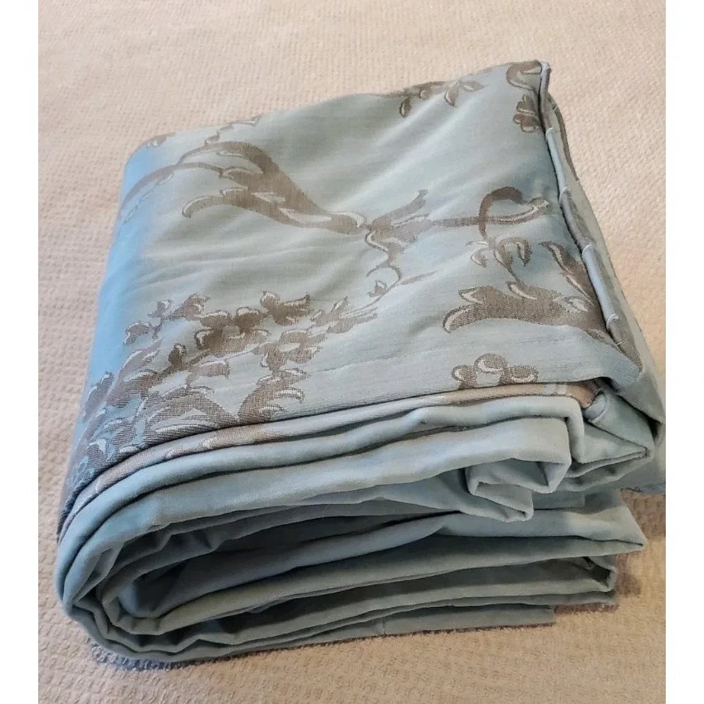 Vtg Springmaid Curtain 1 Panel 50x84 Sage Green Blue Floral Retro Lined‎